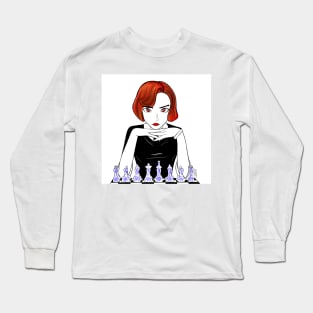 Beth the queen’s gambit in chessmaster Beth harmon art Long Sleeve T-Shirt